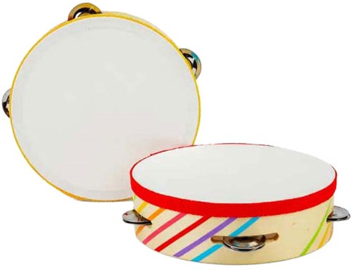 BigJigs wooden toy tambourine multi colour FSC wood music-2