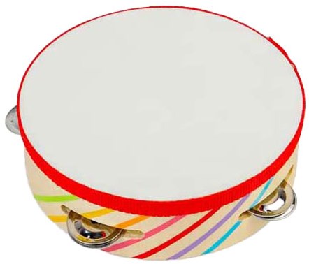 BigJigs wooden toy tambourine multi colour FSC wood music-3