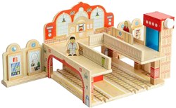 BigJigs toy train station Grand Central Station cardboard