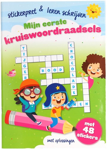 Mondikaarten crossword puzzle book for kids with stickers