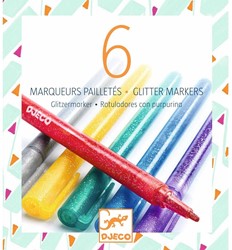 Djeco 6 classic glitter markers