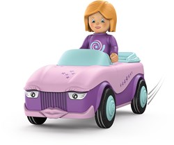 Toddys toy car Betty Blinky 2-piece with movable figure and flywheel motor pink-purple