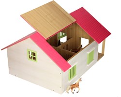 Kids Globe Wooden Horse Stable Pink with 2 Boxes and Shed - 1:24