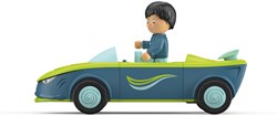 Toddys toy car Dave Divey with light and sound - includes movable figure and flywheel motor