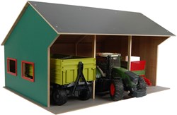 Kids GLOBE agricultural toy shed for 3 vehicles 1:16 wood barn