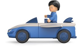 Toddys toy car Mike Moby with movable figure and friction motor