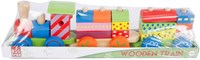 Wooden train toy with activity wagons, 3-piece, colorful for toddlers