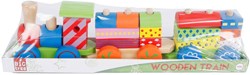 Wooden train toy with activity wagons, 3-piece, colorful for toddlers
