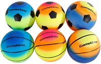 Football basketball toy ball plastic in net 10cm multicolour-2