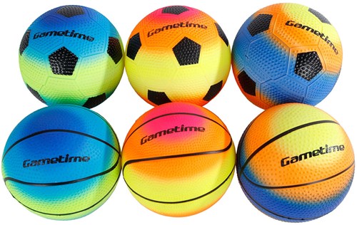 Football basketball toy ball plastic in net 10cm multicolour-2