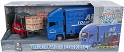 Kids GLOBE MAN truck toy with forklift 17cm red