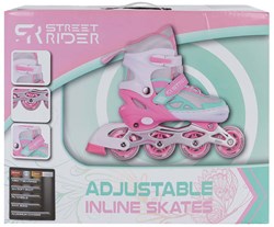 Inline skates pink green adjustable size 33-36 kids skates