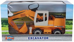 Excavator toy 2-Play 1:24 scale 27cm yellow plastic