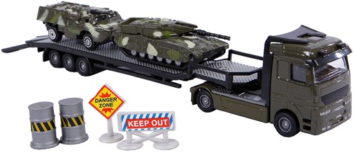 Military transport toy truck with tanks - army playset 24 cm-2