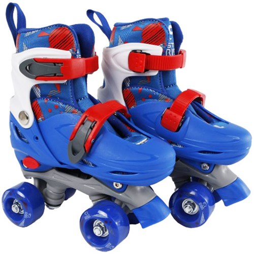 Adjustable blue roller skates 31-34 with aluminium frame and 608Z bearings