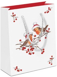 Ambiente gift bag Christmas robins - festive Christmas gift bag