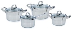 BK Premium+ cookware set 4-piece stainless steel safe pouring system silver