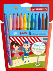 Stabilo felt tip pens power - case with 12 colours - up to 8 weeks without cap