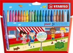 Stabilo felt tip pens power case 24 colours - up to 8 weeks without cap
