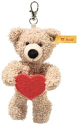 Steiff plush teddy bear pendant Fynn - Love, beige, 12 cm keychain