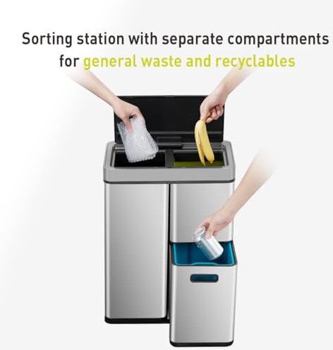 EKO waste bin sensor recycler 30+15+15L stainless steel kitchen-3