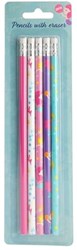 HB pencils mermaids grey - set of 5 for kids school drawing