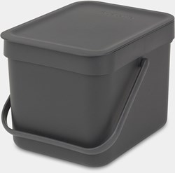 Brabantia waste bin Sort & Go 6L grey - compact kitchen trash can