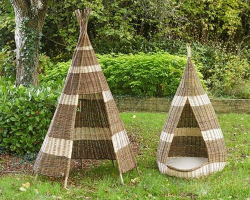 Cosy Stripy Wicker Wigwam And Cosy Pod Set - 32800