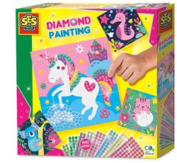 Ses Diamond painting craft set happy animals - 4 cards - 1440 gems