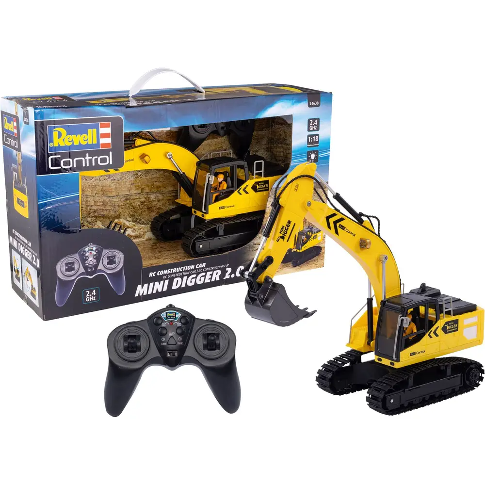 Revell RC excavator Mini Digger 2.4GHz 1:18 construction vehicle yellow