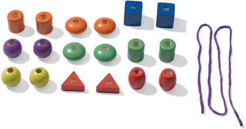Ses Montessori lacing game - wooden beads sensory toy 18 pieces-3