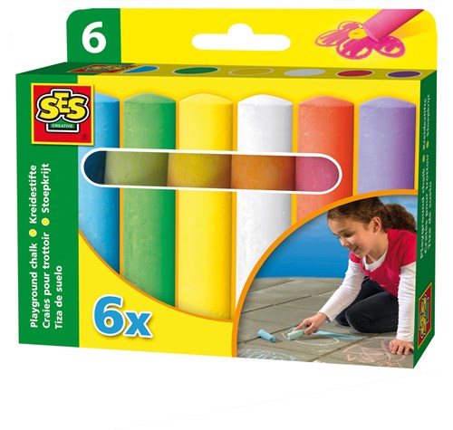 Ses sidewalk chalk 6 pieces - strong and easily washable outdoor toy