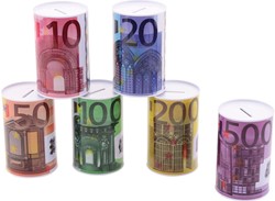 Metal piggy bank euro note print 28165