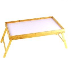 Bamboo serving tray foldable - breakfast in bed tray - lightweight