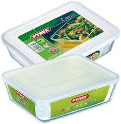 Pyrex rectangular oven dish with lid glass set 2 pieces 1.5L 2.6L