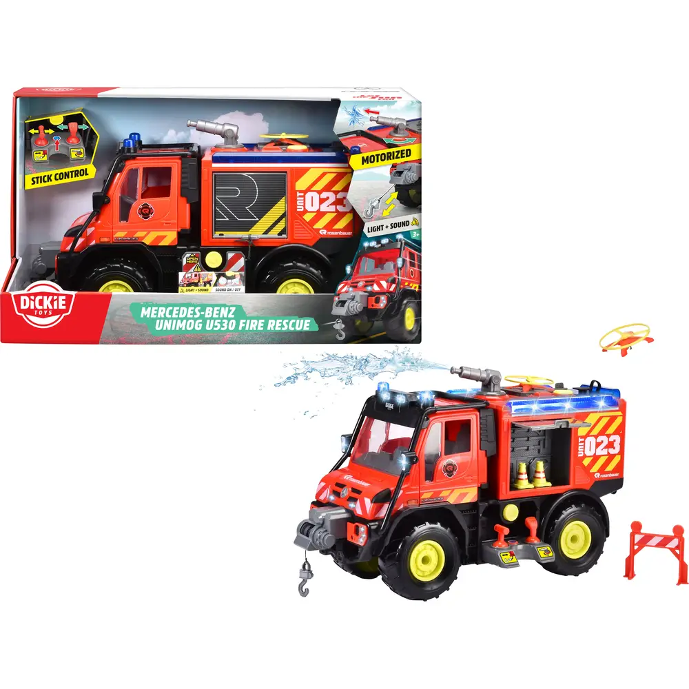Dickie fire truck Unimog U530 with remote control and water cannon