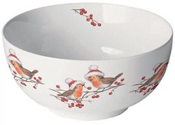 Ambiente porcelain bowl Christmas robins - breakfast bowl 400ml decorative