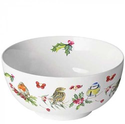 Ambiente porcelain bowl winter birds 0.4L white decorative