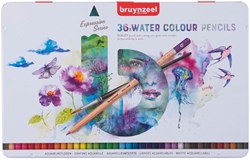 Bruynzeel watercolor pencils set - 36 colors with brush tin