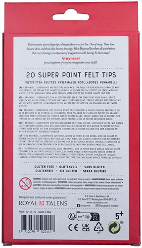 Bruynzeel felt tip pens Super Point set 20 colors for kids-3