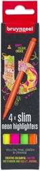 Bruynzeel marker pens slim neon set 4 colours highlighters