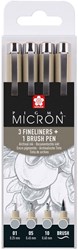 Sakura fineliner set - Pigma Micron 4 sizes light cool grey