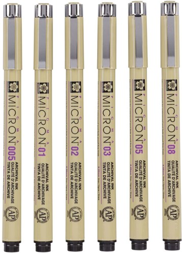 Sakura fineliner set - 6 black Pigma Micron pens for drawing-2