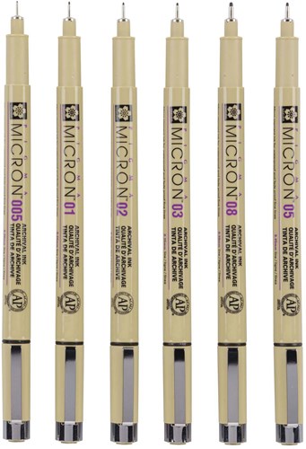 Sakura fineliner set - 6 black Pigma Micron pens for drawing-3