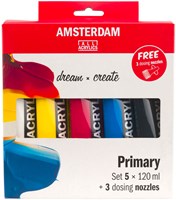 Bruynzeel acrylic paint set painting 5 colours 120ml + dosing caps