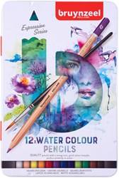 Bruynzeel watercolor pencils set - 12 colors in storage tin