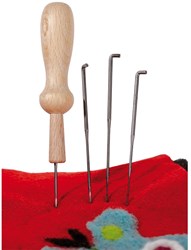 Filges felting needle set - wooden holder and 4 felting needles