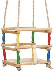 nic swing seat wooden baby swing beige 30x30 cm garden fun