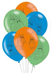 Bluey balloons set - 6 latex balloons for kids party decoration