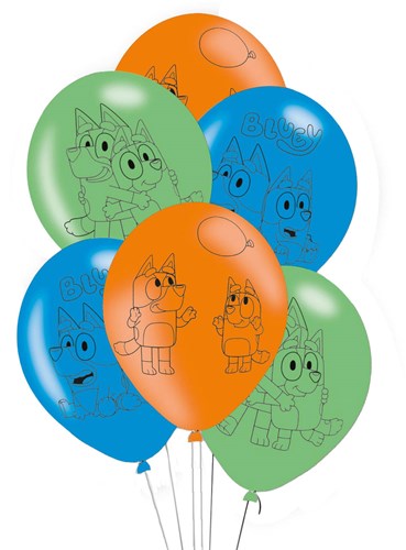 Bluey balloons set - 6 latex balloons for kids party decoration